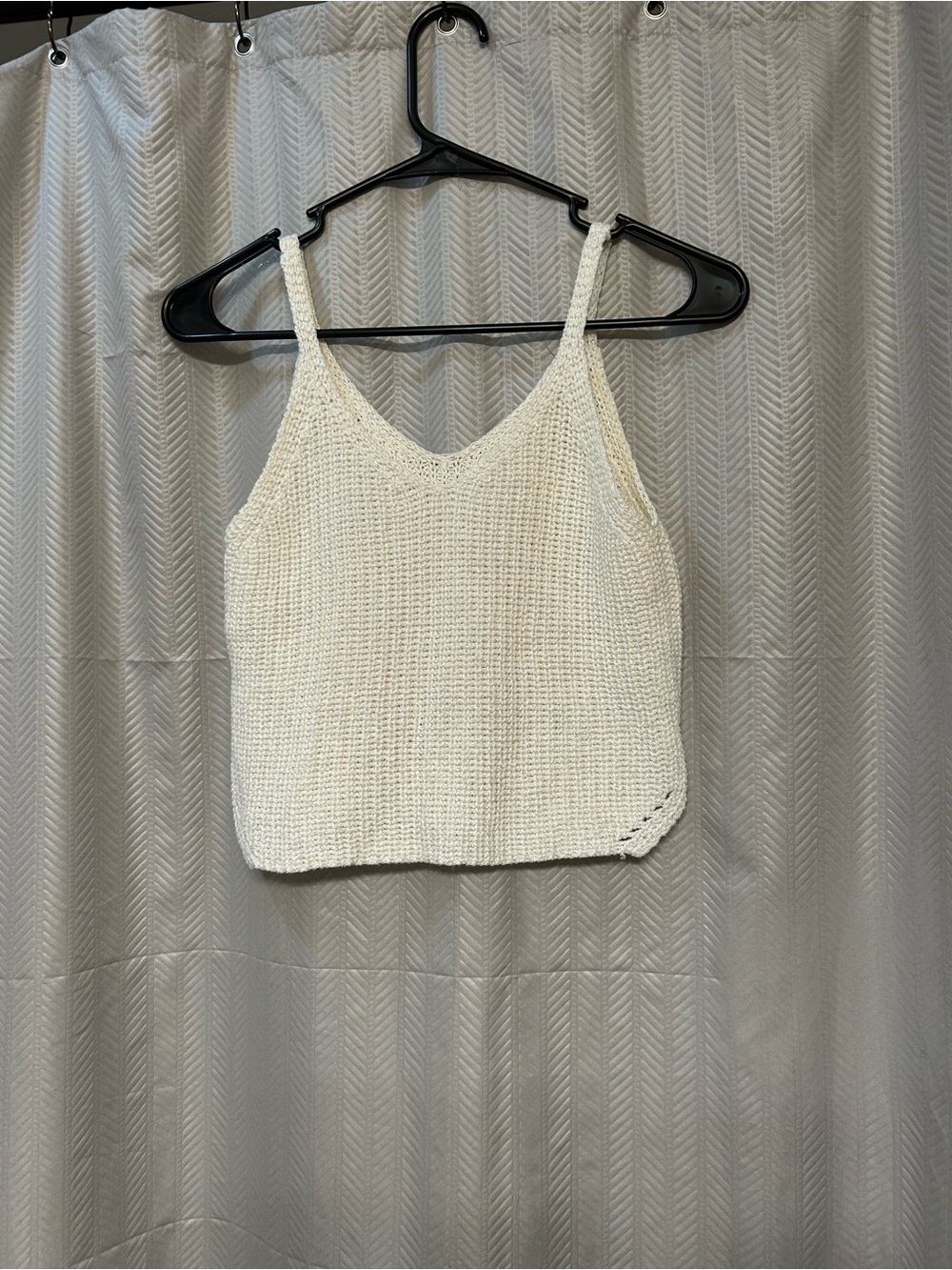 Cream Knit Tank Top with Thin Straps